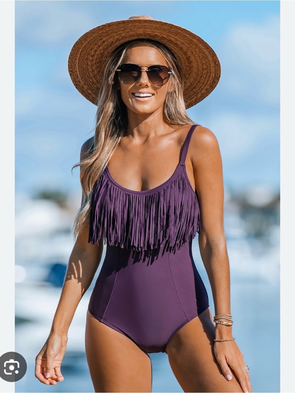 Cupshe Emerge Fringe Trim Classic One Piece Swimsuit
